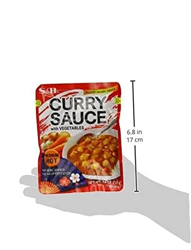 Vista 3 de S&B Salsa de curry con verduras picante media, 7.4 onzas (paquete de 10), paquete de 3