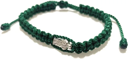Vista 3 de Pulsera de hilo de San Judas Thaddeus verde Roja de hilo de San Judas Tadeo Cuentas de cristal No