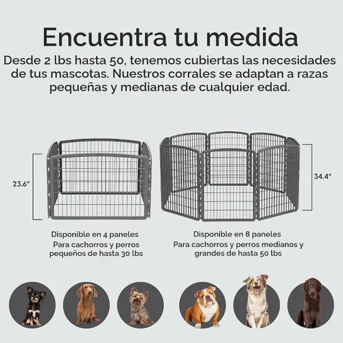 Vista 9 de IRIS USA Corralito para mascotas de ejercicio de 4 paneles de 24 pulgadas, corral para cachorros y perros pequeños y medianos, mantiene a las Gris