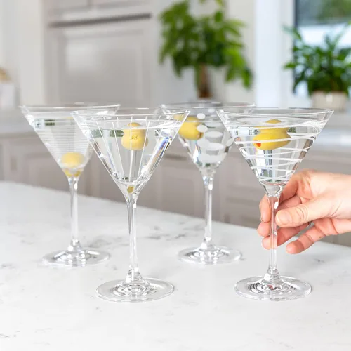 Vista 3 de Mikasa, Juego de 4 vasos de cóctel de Martini de cristal de alegría, modelo: 5159319