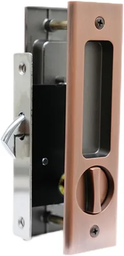 Vista 7 de LWZH Cerradura de puerta de bolsillo de privacidad negro mate de 6.3 pulgadas, cerradura de manija empotrada invisible con llaves, cerradura