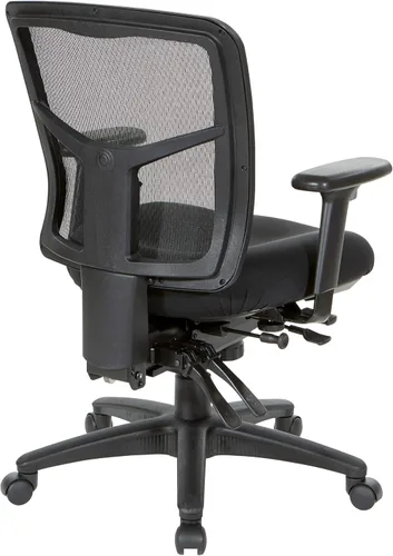 Vista 4 de Asiento de respaldo alto Office Star ProGrid con brazos ajustables y deslizador de asiento multifunción, Metal, Negro