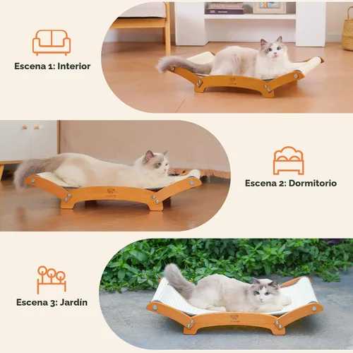 Vista 7 de Cama rascador de sisal extra grande para gatos, poste rascador duradero para gatos con hamaca para gatos de interior, tumbona y dormir y arañazos