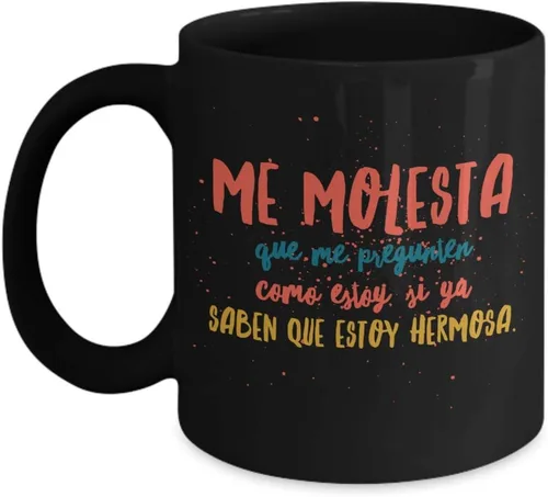 Vista 5 de Taza de Café Me Molesta Vaso, taza de divertidas, tazas personalizadas, taza de café inspiradoras, taza con mensajes positivos. Blanco