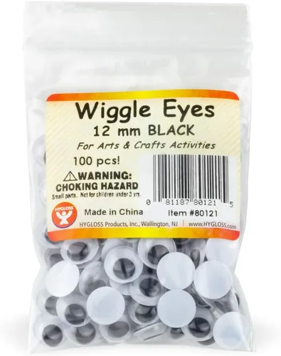 Vista 11 de Hygloss Productos Ojos Googly Eyeball de plástico - Ideal para artes y manualidades - No adhesivo - Pegar - Negro - Tamaño 0.394 in - Paquete