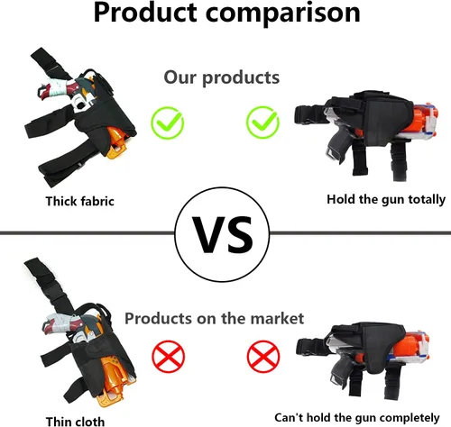 Vista 10 de EKIND Funda táctica para pierna caída, ajustable para diestros y muslos compatible con Nerf Elite Series Blaster (negro)