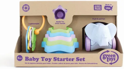 Vista 2 de Conjunto de juguetes para bebés de Green Toys (Primera llaves, vasos apilables, elefante).