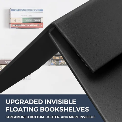 Vista 6 de STO STO Estanterías flotantes para pared, paquete de 4 estanterías invisibles para montaje en pared, estantes multifuncionales para dormitorio, Negro