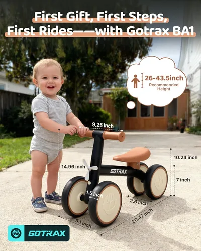 Vista 8 de Gotrax Baby Balance Bike, 7" Silent Wheels, First Gift for Toddlers 1-2 Sturdy Steel Frame, Quick 2-Min Assembly, CPC Certified, Soft Edges, Comfy