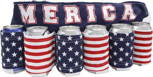 Vista 5 de Novedad USA Americana - Cinturón temático para sostener bebidas, cerveza