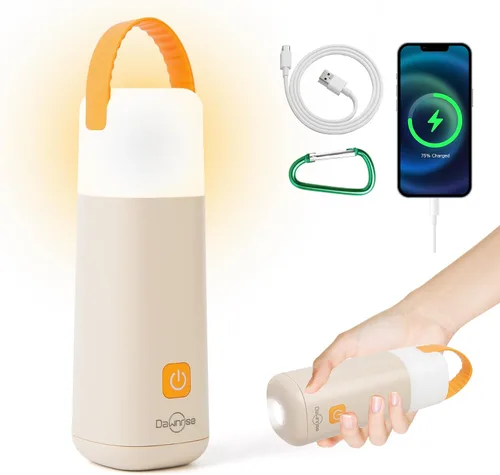 Vista 9 de Dawnrise Linterna LED recargable para acampar con 4 modos, hasta 350 horas