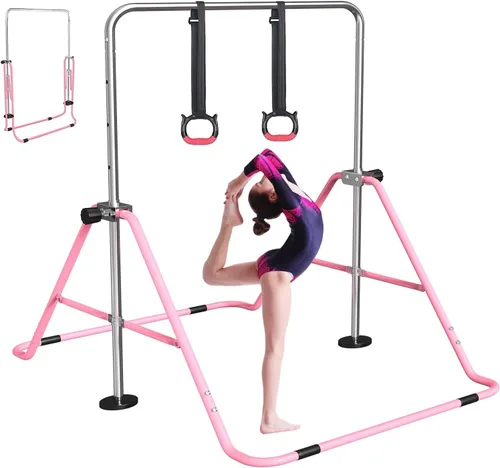 Vista 12 de FBSPORT Gymnastics Bar for Kids, Adjustable Height Gymnastic Horizontal Bars,Junior Training Bar Children Folding Training Monkey Bars for Home Using