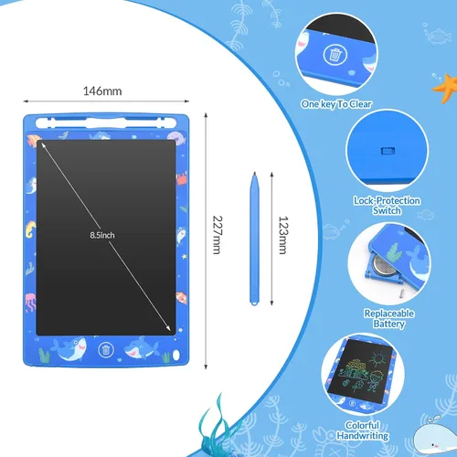 Vista 4 de Mafiti - Tablet de escritura LCD de 8.5 pulgadas, blocs electrónicos para escritura y dibujo, pizarra portátil para garabatos, regalos para niños