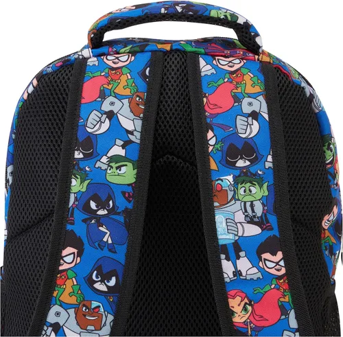 Vista 6 de DC Comics Teen Titans Go! Allover Mochila - Beast Boy, Raven, Cybord, Robin y Silkie - Teen Titans Go! Mochila escolar, Azul