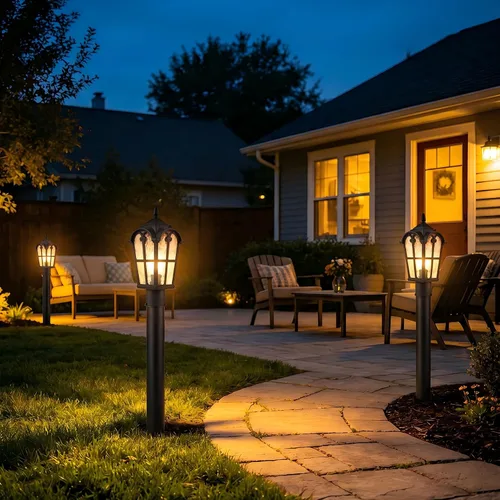 Vista 8 de 16Inch Outdoor Post Light Fixture Motion Sensor Dusk to Dawn Column Lamp