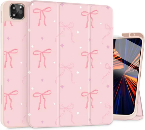 Vista 20 de Funda Tuiklol para iPad Pro de 12.9 pulgadas 2022 2021 2020 2018 6th / 5th / 4th / 3rd Gen Built in Pencil Holder Protective Stand Back Cover with