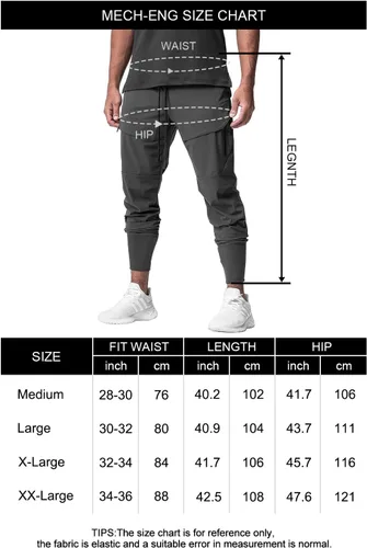 Vista 6 de MECH-ENG Pantalones deportivos para hombre, de secado rápido, pantalones deportivos de entrenamiento tipo cargo para fitness, pantalones ajustados