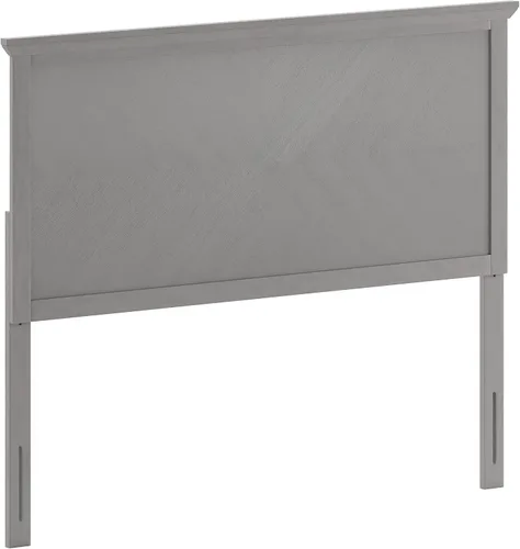 Vista 3 de Merrick Lane Marta - Cabecera de madera de tamaño completo, cabecero ajustable con patrón de espiga en color gris lavado