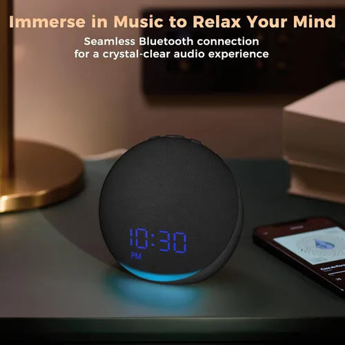 Vista 6 de Máquina de Sonido Reloj Despertador para Dormitorio: 25 Sonidos Naturales de Sueño - Máquina de Ruido Blanco para Adultos, Niños y Bebés - Suave