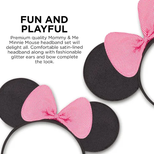Vista 4 de Disney Minnie Mouse Ears Adult, Set of 2 Headbands for Mommy and Me, Matching for Adult and Little Girl
