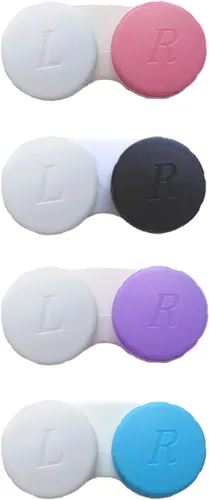 Vista 8 de Paquete de 4 Estuches para Lentes de Contacto a Granel Caja Contenedor de Remojo y Almacenamiento (Negro)