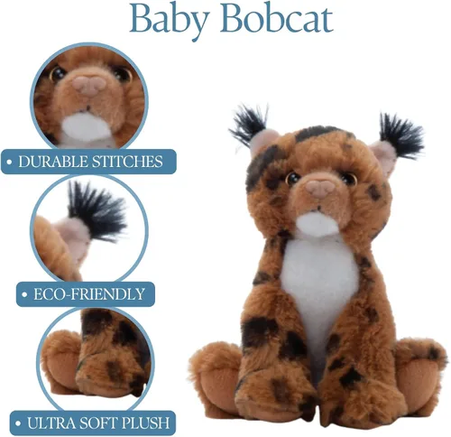 Vista 3 de The Petting Zoo Bobcat - Peluche de peluche, regalos para niños, animales salvajes del zoológico de Babiez, juguete de peluche Bobcat de 6 pulgadas