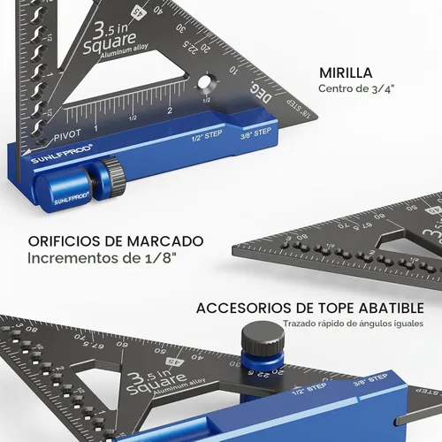 Vista 3 de Mini Escuadra de Carpintería con Tope Abatible de 90 Grados Escuadra Pequeña Calibre de Medición de Precisión para Carpintería Regla Triangular