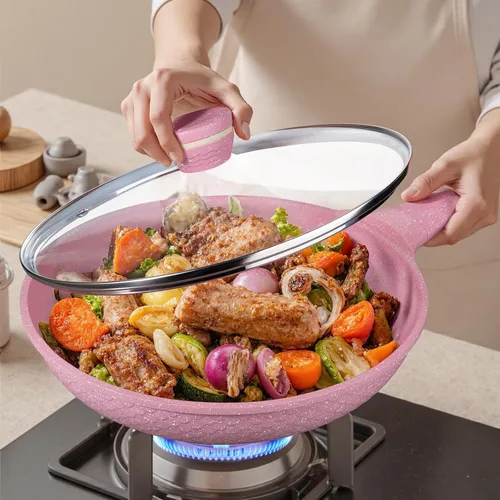 Vista 7 de Juego de 6 piezas de sartenes antiadherentes con tapas (8, 10, 11 pulgadas) para tortilla y huevo - 100% libre de PFOA/PFAS, antiadherente avanzado
