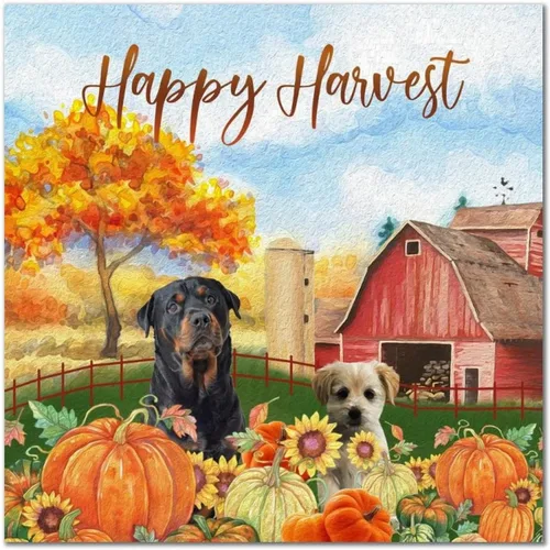 Vista 9 de Happy Harvest Labrad Doodle Dog Barn Wood Sign Fall Pumpkin Wall Plaque Pumpkin Farm Wood Panels Classic Home Wall Hanging Sign Decoration for Front