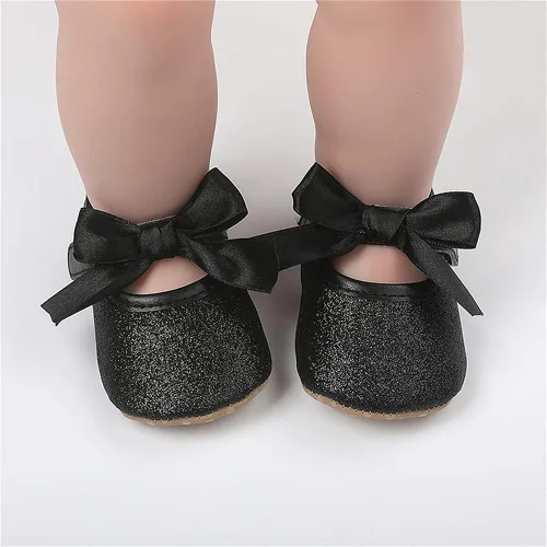 Vista 2 de Timatego Mary Jane - Zapatos planos de encaje con lazo antideslizante y suela suave para recién nacidos, para boda, fiesta, princesa