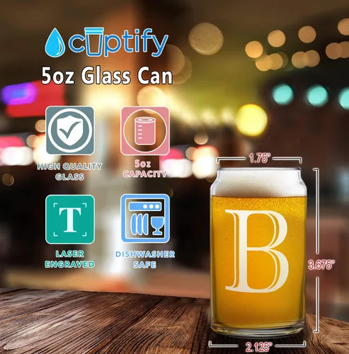 Vista 2 de Cuptify Juego de 4 vasos de 4 vasos con letra inicial B grabada con monograma de 5 onzas para hombres, inauguración de la casa y bodas