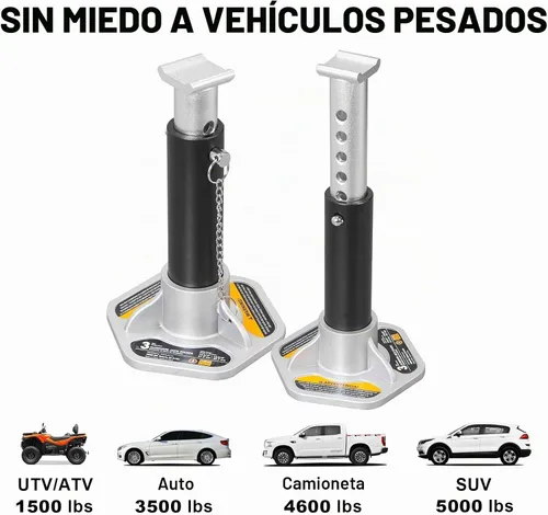 Vista 5 de BIG RED AT43004BR Soportes de gato de aluminio, paquete de 2, capacidad de 3 toneladas (6,000 lb), negro/plata