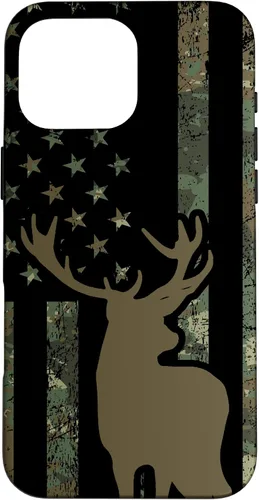 Vista 18 de Funda de camuflaje para iPhone 13 con diseño de alce y caza de bandera americana