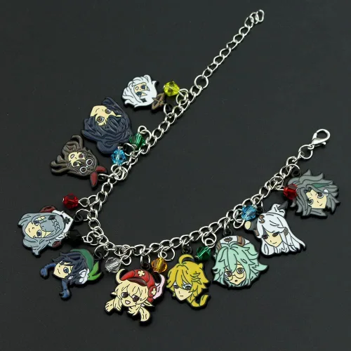 Vista 4 de KANGSHUN Genshin Impact Charm Pulsera de juego de joyería de dibujos animados, regalos de metal para fanáticos, mujeres, niñas y hombres, Sin gemas.