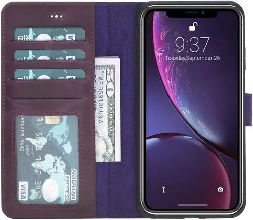 Vista 40 de HARDISTON Compatible con iPhone 7 Plus / 8 Plus Funda Cartera, Hecha a Mano de Cuero Genuino, Funda Magnética Desmontable con Tapa Abatible