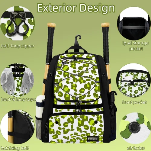 Vista 34 de Bolsa de béisbol juvenil con compartimento ventilado para zapatos, bolsa de bate de sóftbol para guantes de bateo, casco, equipo de teeball