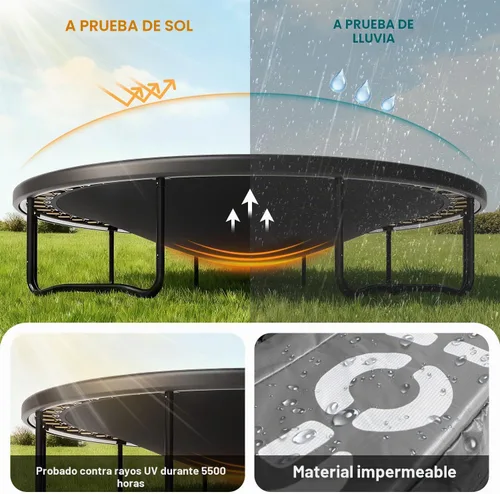 Vista 10 de 10FT 12FT 14FT 16FT Outdoor Recreational Trampoline with Enclosure Net, Bolt-Free Design Yard Trampoline with Wide Ladder and AntiRust Coating, 2 in