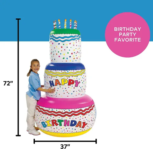 Vista 3 de Fun Express Decoración inflable gigante para fiesta de cumpleaños de 6 pies de alto, decoración de patio inflable de feliz cumpleaños para mujeres