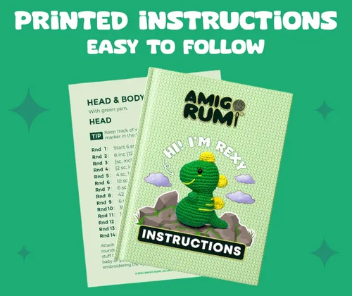 Vista 5 de Amigo Rumi Kit de Ganchillo para Principiantes de Dinosaurio Lindo - Aprende Cómo Hacer Ganchillo Kit de Inicio - Tutoriales en Video de 3+ Horas