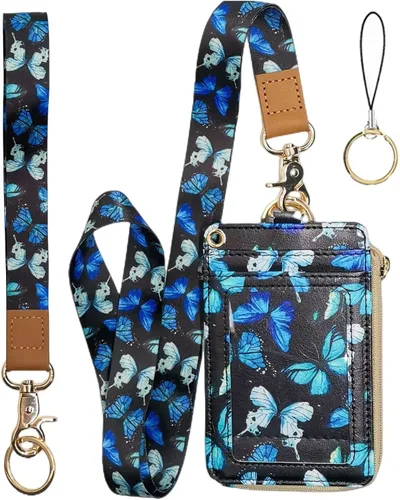 Vista 24 de bolimoss Soporte para credencial de sol y luna y cartera con cordón, cordones removibles para maestras, cartera para mujeres con correa para la Sol