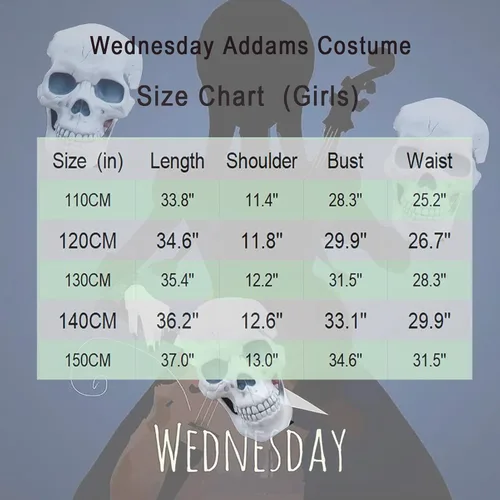 Vista 3 de Vestido de miércoles, disfraz de Addams, vestidos góticos para niñas, disfraces de Halloween