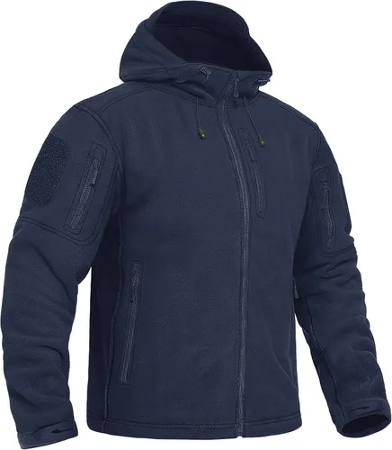 Vista 9 de CRYSULLY Chaqueta con capucha de forro polar táctica militar para hombre, chaqueta de caza, chaqueta de invierno, chaqueta cortavientos, chaqueta