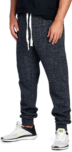 Vista 2 de PROGO USA Pantalones deportivos básicos de forro polar jaspeado para hombre, cintura elástica