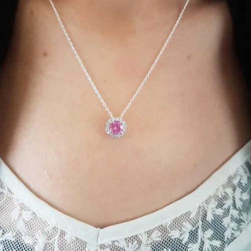Vista 7 de Dazzlingrock Collection - Colgante redondo con halo de diamantes blancos (14 K, 0.217in), oro blanco