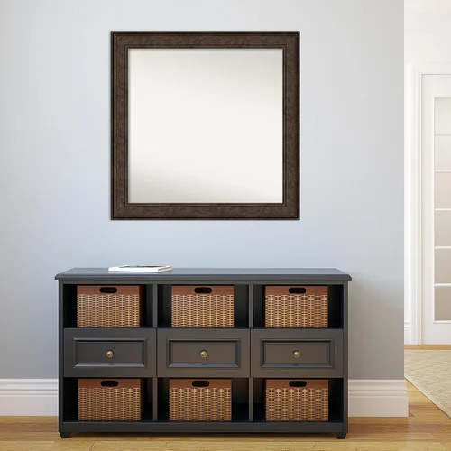 Vista 519 de Amanti Art Espejo de pared personalizado no biselado (25 x 25 pulgadas), marco de bronce acentuado, varios tamaños personalizados, espejo de baño