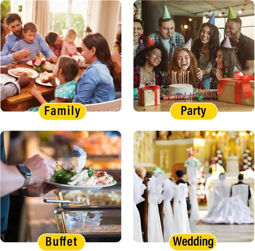 Vista 7 de Juego de 2 platos para bufé, de acero inoxidable, rectangular, tamaño matrimonial, 8 cuartos de galón y calentador de buffet para catering, juego
