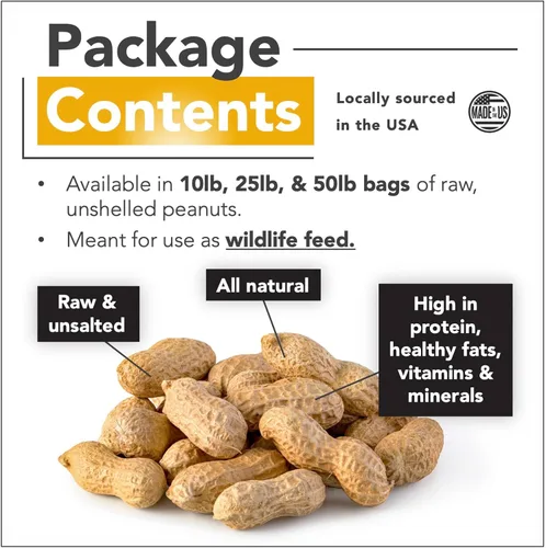 Vista 2 de Home and Country USA Cacahuetes crudos para alimentación silvestre (10 libras): nuestros cacahuetes en cáscara son el alimento ideal para atraer