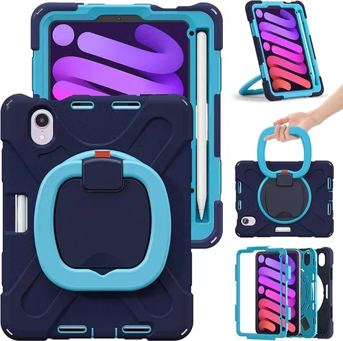 Vista 43 de Funda para iPad Air de 3ª generación – Funda resistente para niños con soporte giratorio, soporte para lápices y correa de transporte para iPad