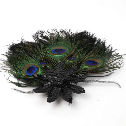 Vista 12 de Fascinator - Pinzas para el pelo con plumas de pavo real, diadema art déco, accesorios de los años 20 para mujer 04Blanco