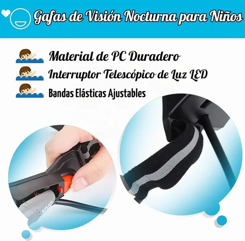 Vista 5 de AGM Antiparras de visión nocturna de 25 pies ajustables con luces desplegables, lentes verdes, gran juguete para niños